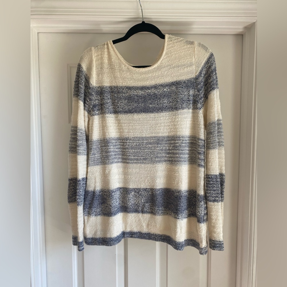 Calvin Klein stripe sweater with mixed fabric back